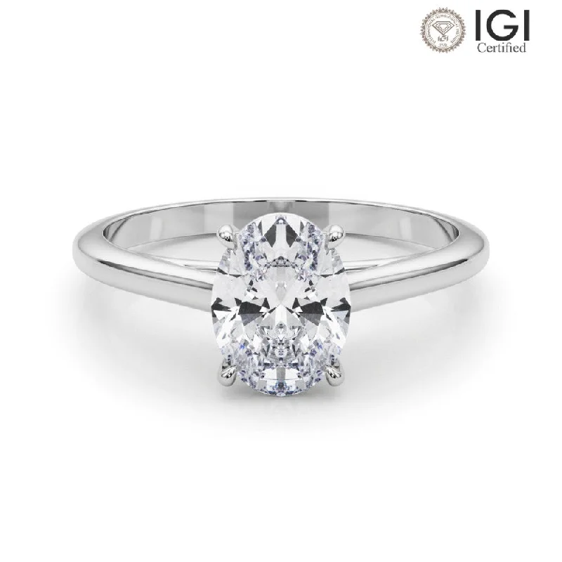 Personalized Stacking Ring-Amelia Oval Lab Grown Diamond Solitaire Engagement Ring IGI Certified