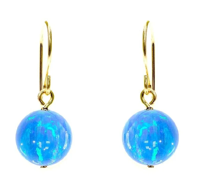 Classic Stud Earrings-Gold Opal Drop Earrings