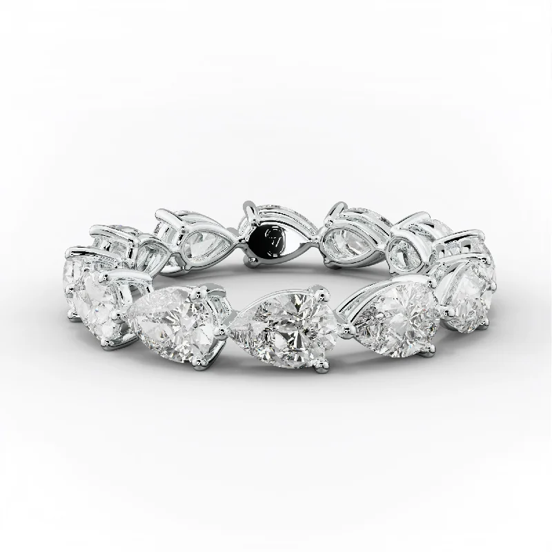 Fashionable Cocktail Ring-3.0 Carat East West Pear Shape Diamond Eternity Band