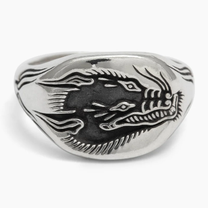 Personalized Couples Rings-Dragon-Dog Signet