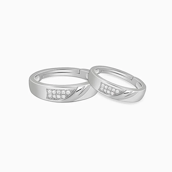 Custom Stacked Ring-Silver Classy Couple Bands