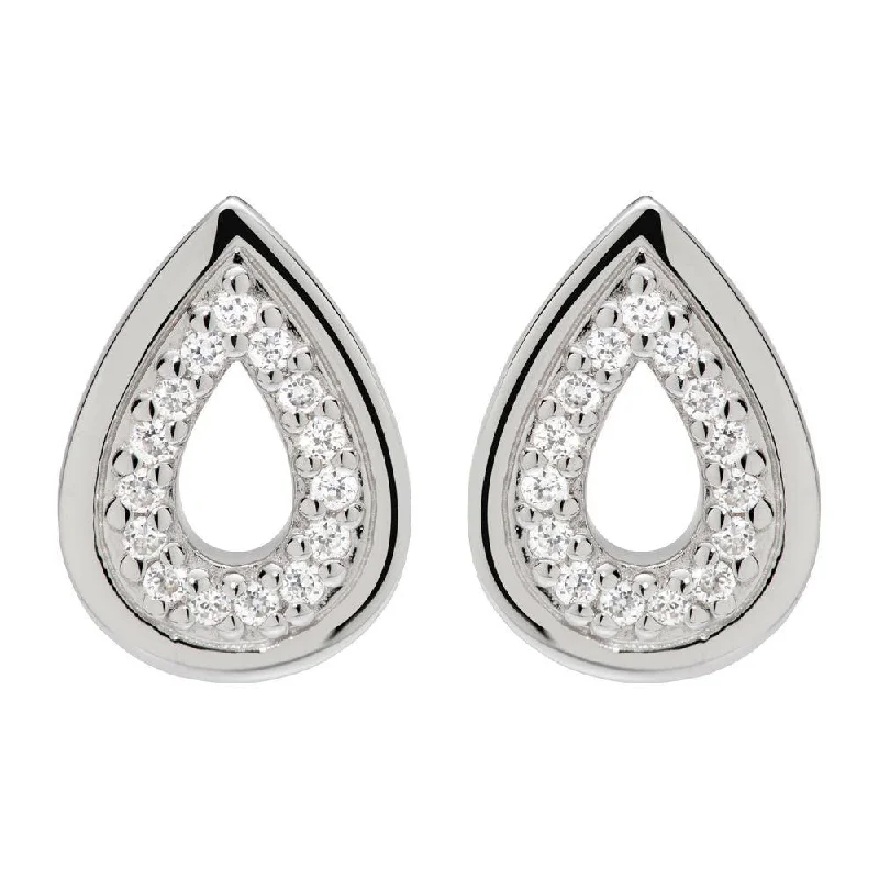 Wedding Diamond Earrings-Unique & Co Silver Cubic Zirconia Teardrop Stud Earrings