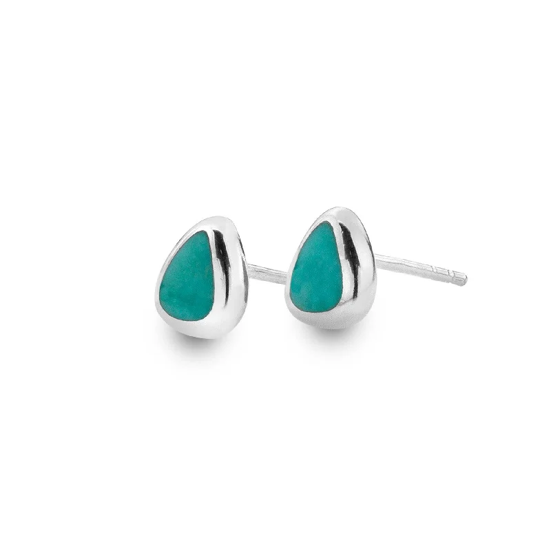 Luxurious Sapphire Earrings-Turquoise Stone Pebble Stud Earrings