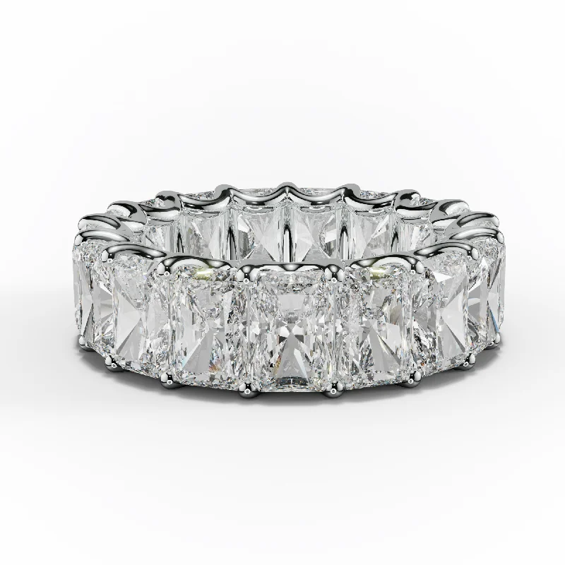 Black Diamond Ring-11.0 Carat Radiant Cut Diamond Eternity Band Shared Prong