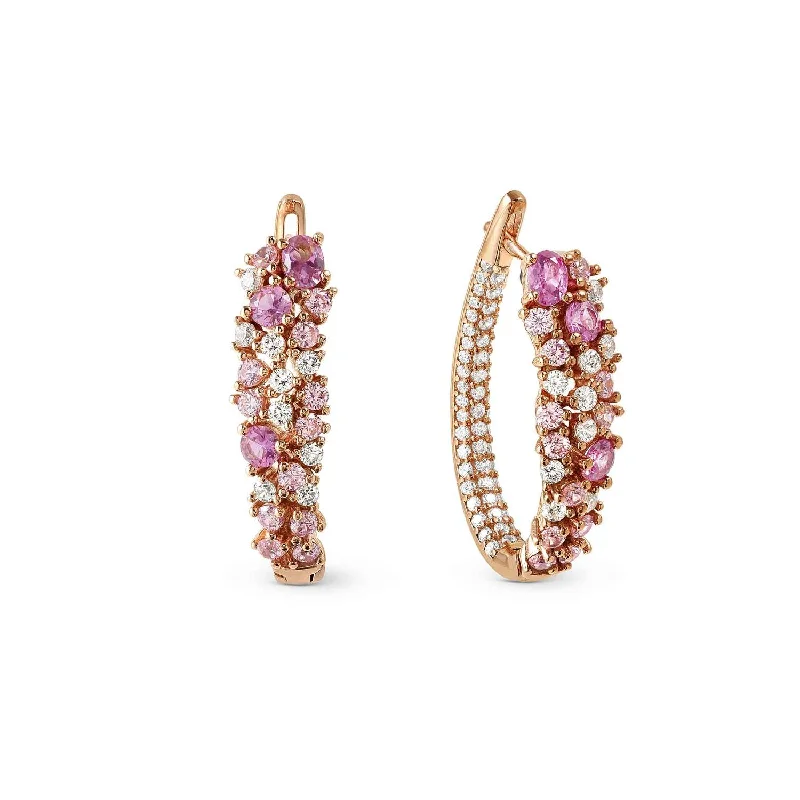 Vintage Pearl Drop Earrings-Nomination Rose Gold Pink Cubic Zirconia Hoop Earrings