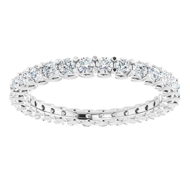 Boho Wedding Ring-0.90 ct. Round Diamond Eternity Band Trellis Setting