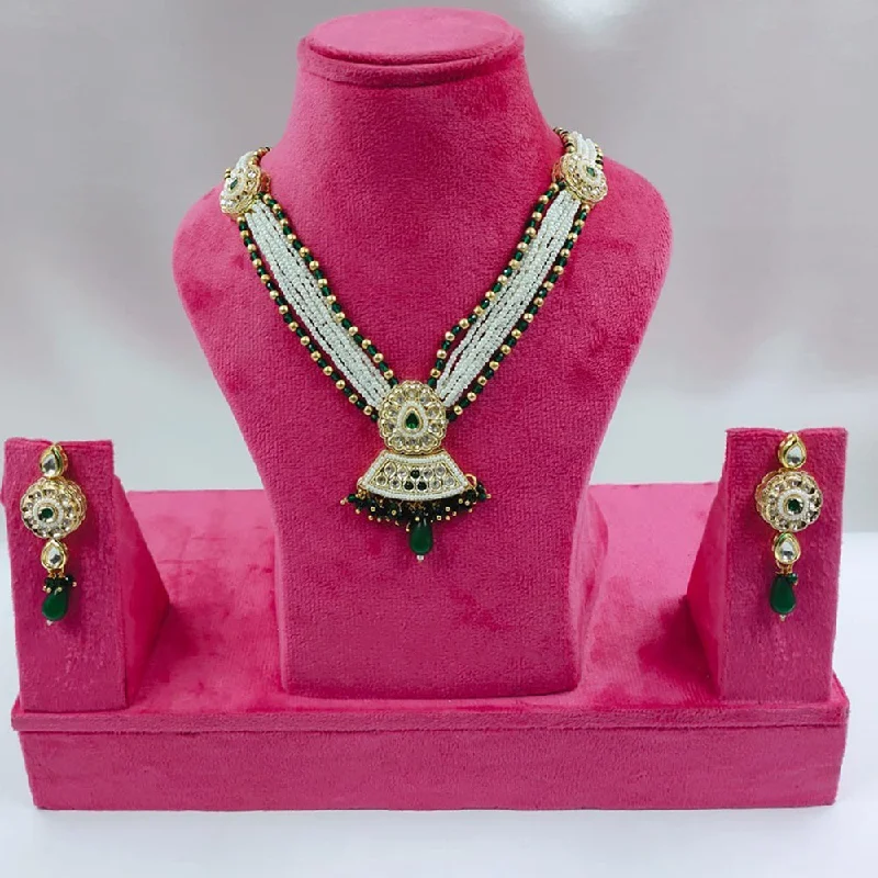 Classic Heart Necklace-Akruti Collection Gold Plated Kundan Stone And Pearls Necklace Set