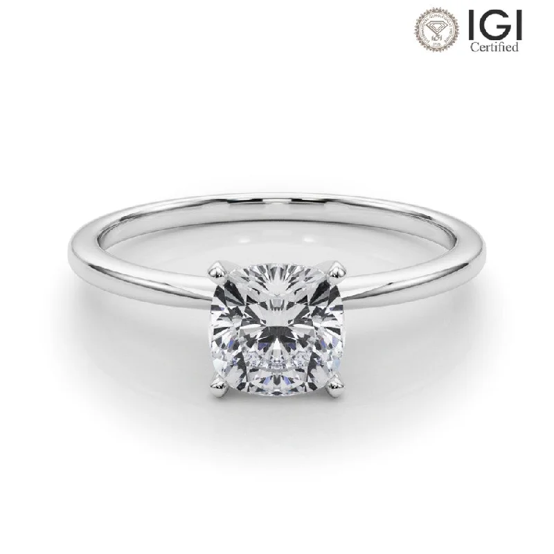 Elegant Gemstone Ring-Angelica Cushion Lab Grown Diamond Solitaire Engagement Ring IGI Certified