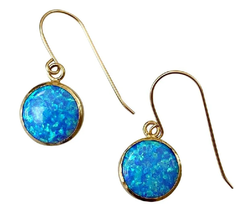 Wooden Bead Earrings-Yaron Morhaim Gold Round Opal Drop Earrings