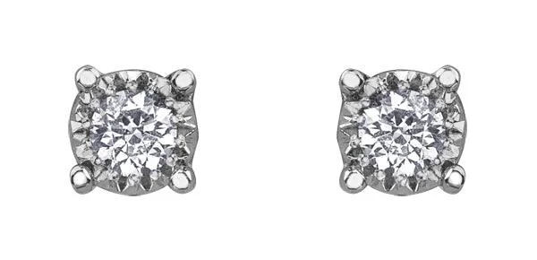 Trendy Pearl Earrings-9ct White Gold 0.20ct Diamond Stud Earrings