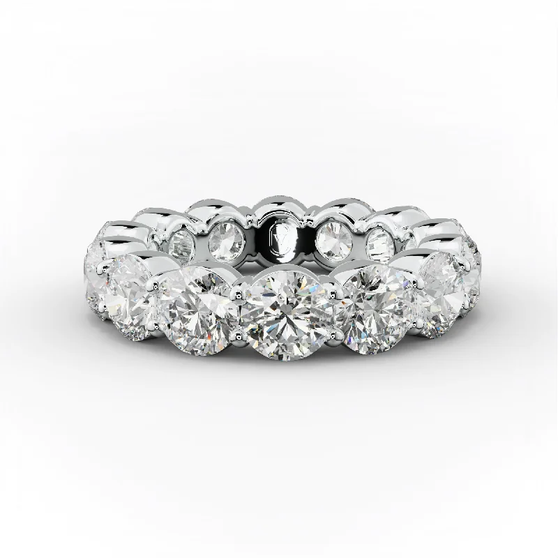 Silver Stackable Rings-7.0 Carat Round Diamond Classic Eternity Band Shared Prong