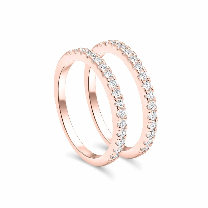 Men's Wedding Ring-The Desire Stacking Set - Rose Gold