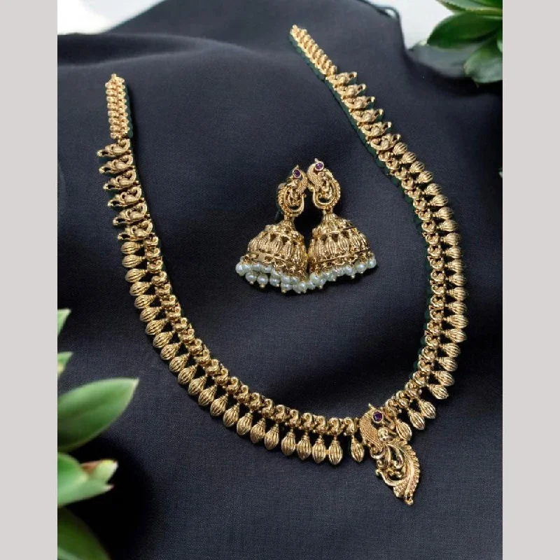 Gold Necklace with Gemstones-Sona Creation Gold Plated Pota Stone Necklace Set