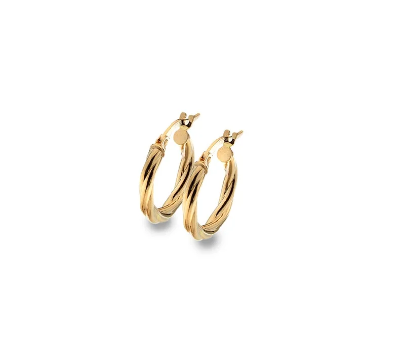 Elegant Sapphire Earrings-9ct Gold 10mm Twisted Hoop Earrings