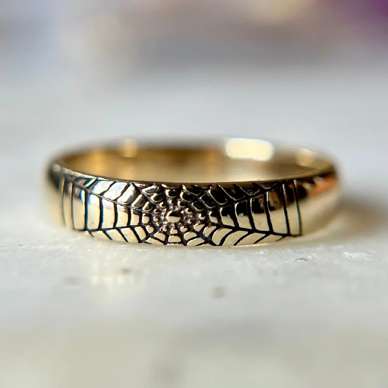 Gold Wedding Band Set-Web Band