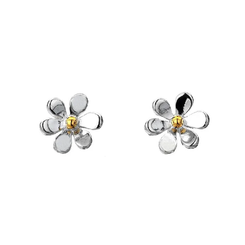 Bold Silver Earrings-Sea Gems Daisy Flower Stud Earrings