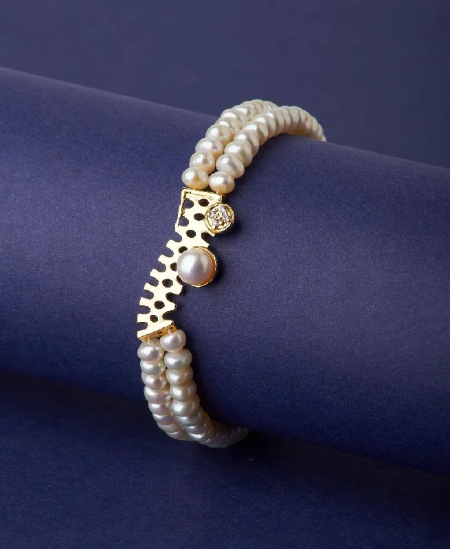 Modern Gemstone and Gold Bracelets-Elegant Real Pearl Bracelet