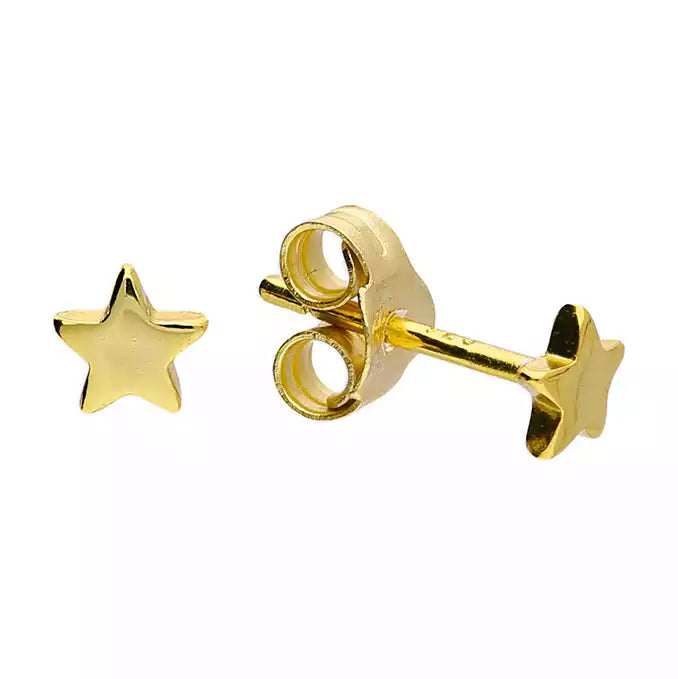 Simple Gold Hoop Earrings-Yellow Gold Plated Star Stud Earring