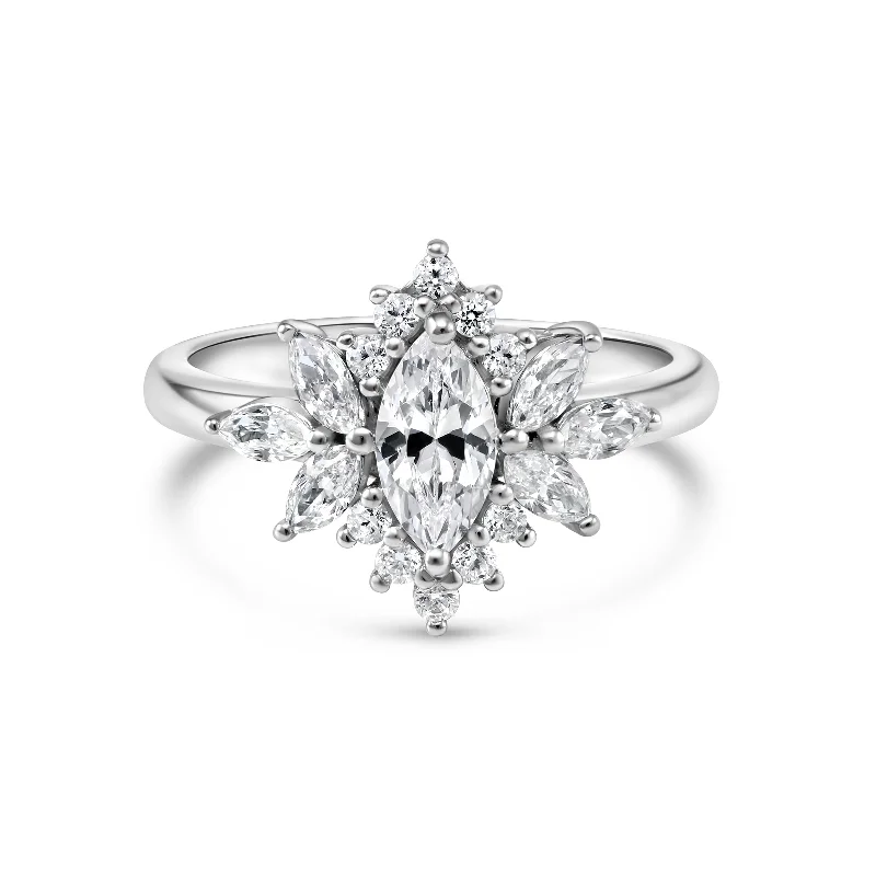 Silver Engagement Ring for Women-The Eliza