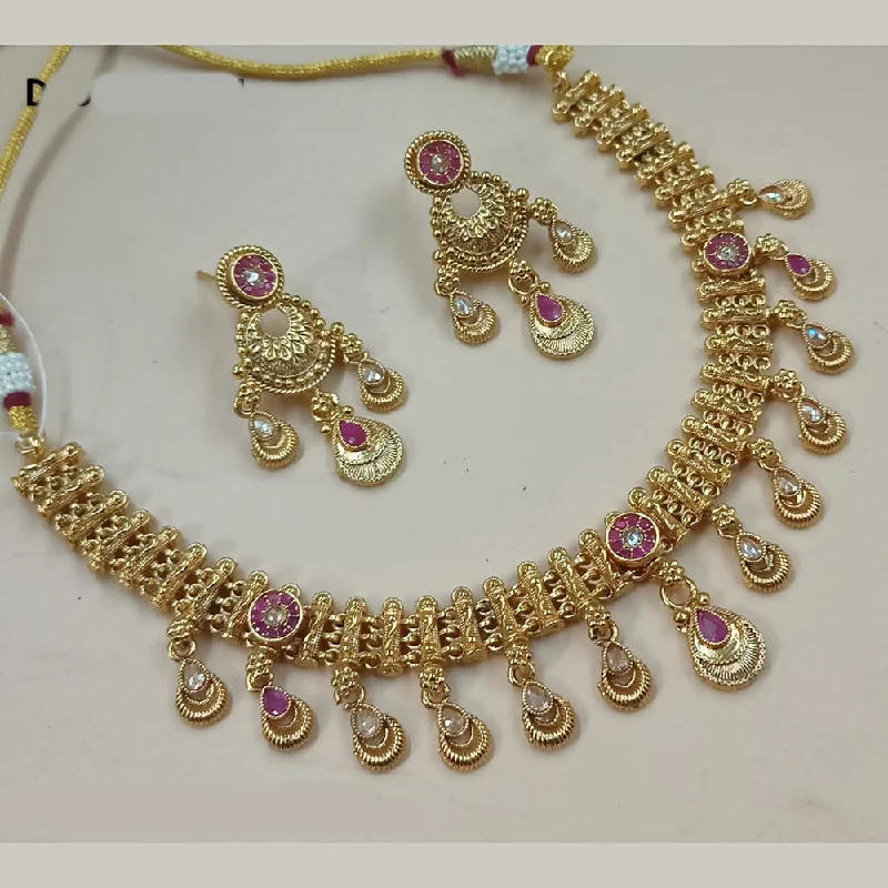 Classic Pearl Necklace-Padmawati Bangles Gold Plated Crystal Stone Necklace Set