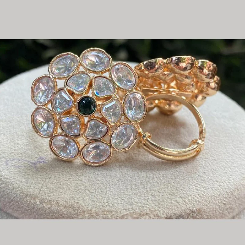 Stylish Gemstone Wedding Ring-Royal Kundan Jewellery Gold Plated Crystal Stone Finger Ring