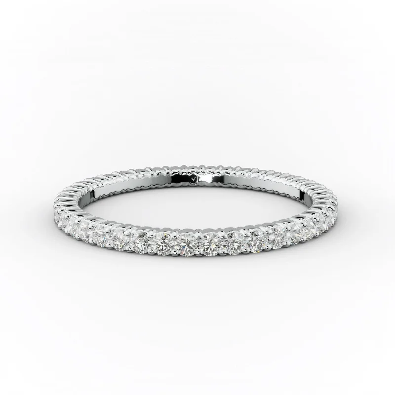 Wedding Set with Diamond Ring-1/2 Carat Round Cut Diamond Classic Eternity Band Shared Prong