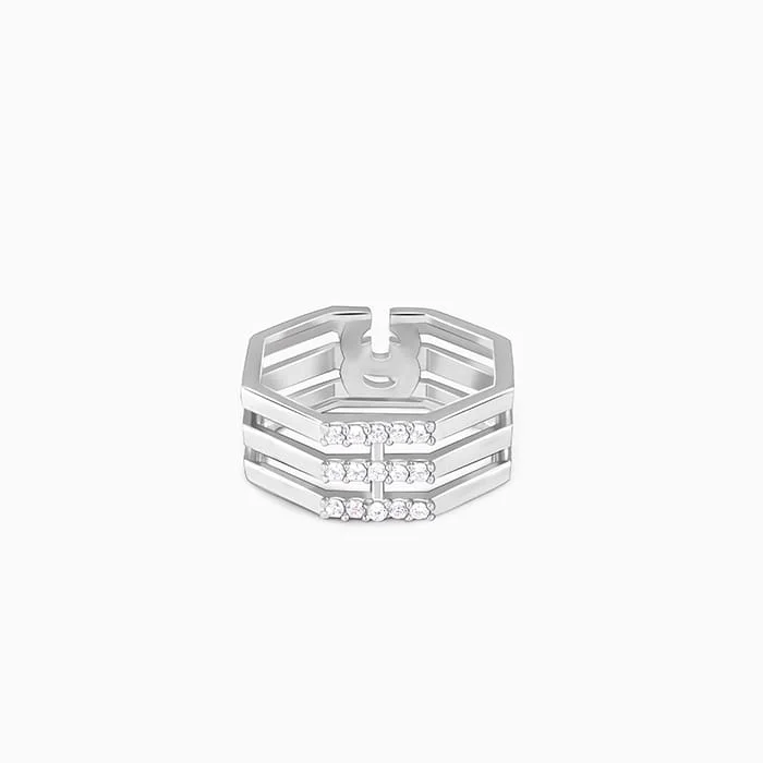 Designer Gold Ring-Silver Octagonal Elegance Ring