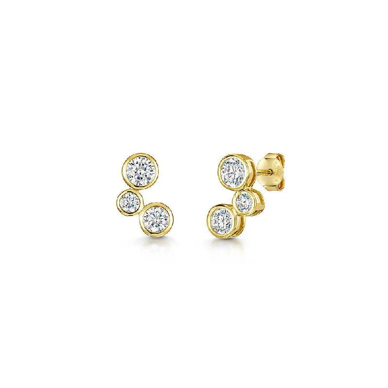 High-End Diamond Earrings-Jools Bubbles Stud Earrings - Yellow Gold