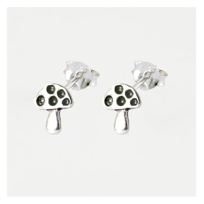 Simple Pearl Earrings-Kingsley Ryan Silver Mushroom Stud Earrings