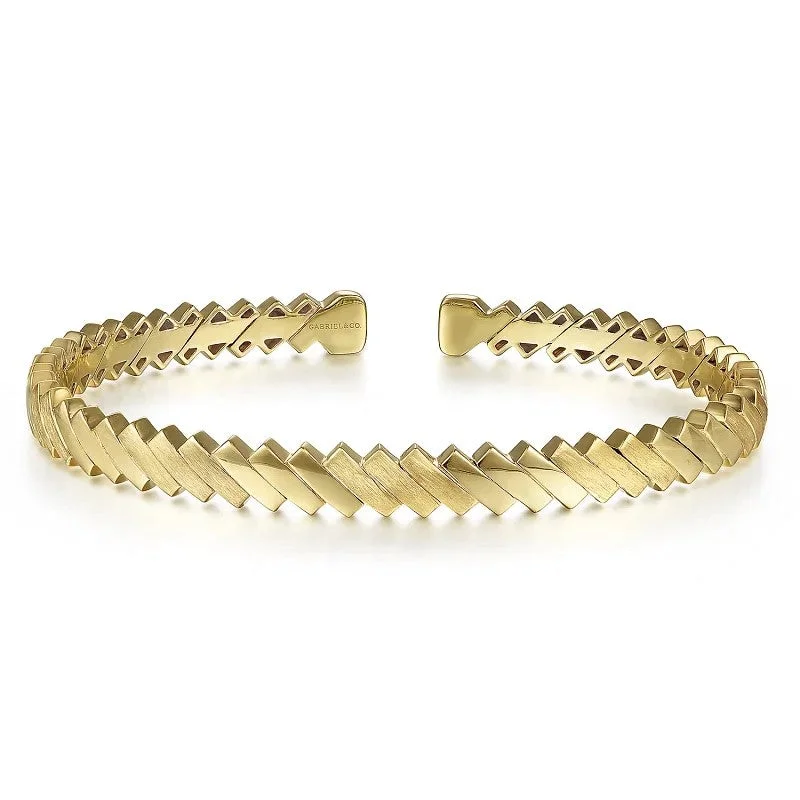 Bangles with Pearls-14K Yellow Gold Plain Demure Bangle