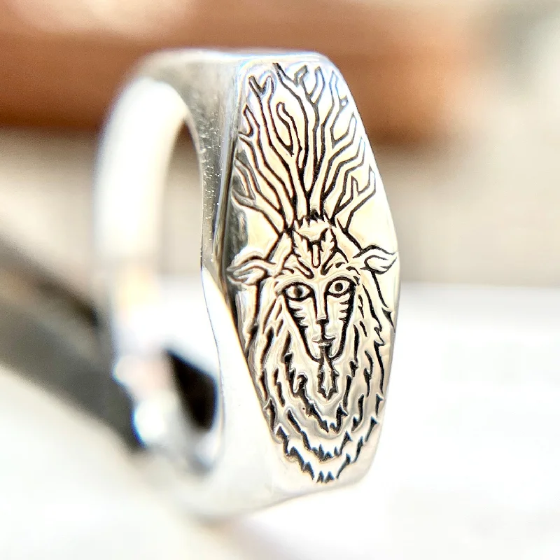 Handcrafted Diamond Ring-Forest Spirit signet