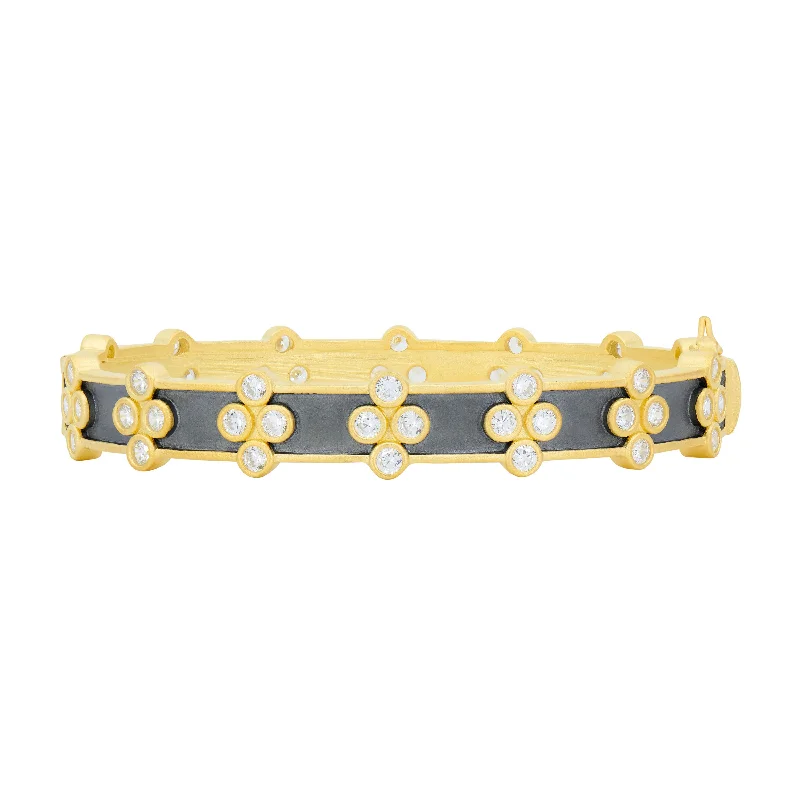 Unique Gold Bangles Set-Signature Brooklyn in Bloom Clover Hinge Bangle