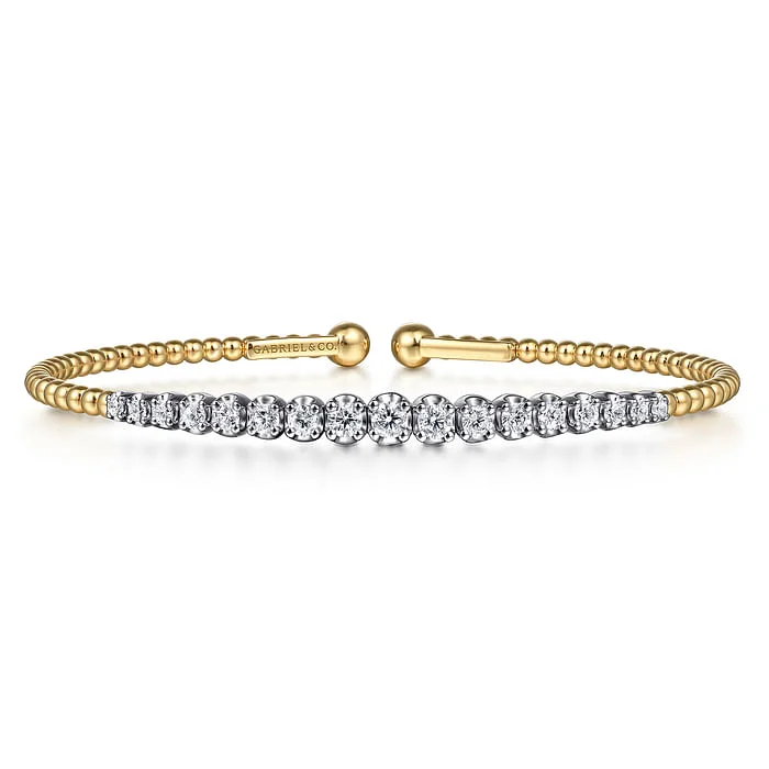 Fashionable Stack Bangles-14K White and Yellow Gold Diamond Bujukan Bangle