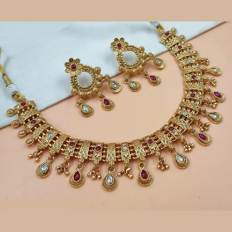 Stylish Pendant Necklace-Padmawati Bangles Gold Plated Pota Stone Necklace Set