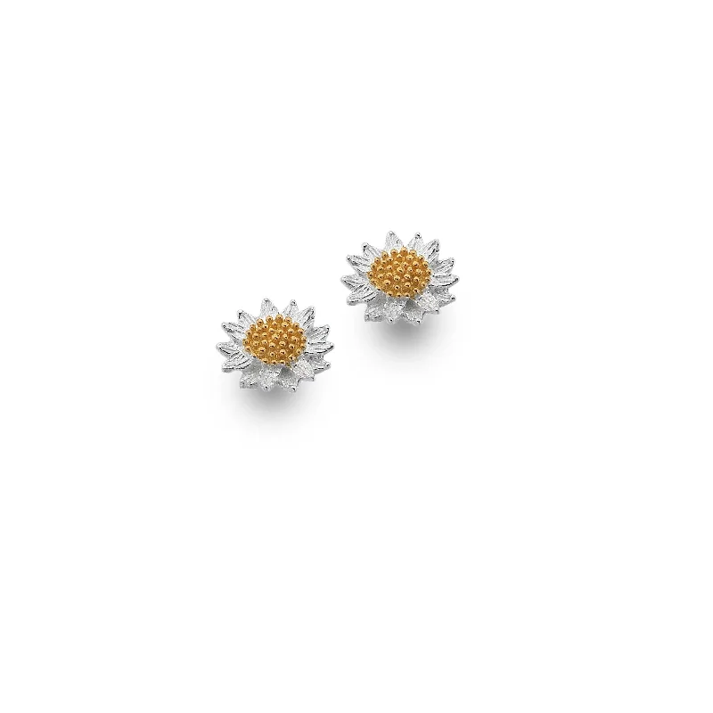 Fashionable Hoop Earrings-Sea Gems Sterling Silver Sunflower Stud Earrings