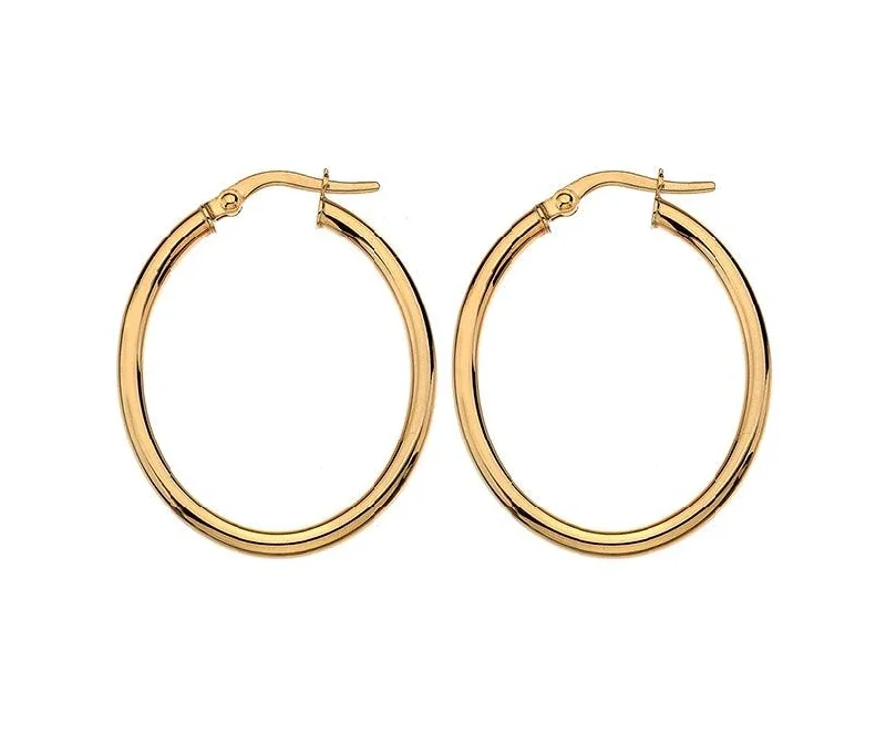 Gorgeous Sapphire Earrings-9ct Gold Oval Hoop Earrings