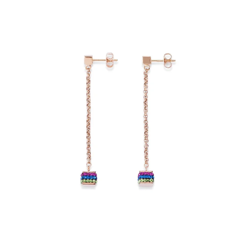 Statement Pendant Earrings-Coeur de Lion Multicolored Cube and Chain Drop Earrings