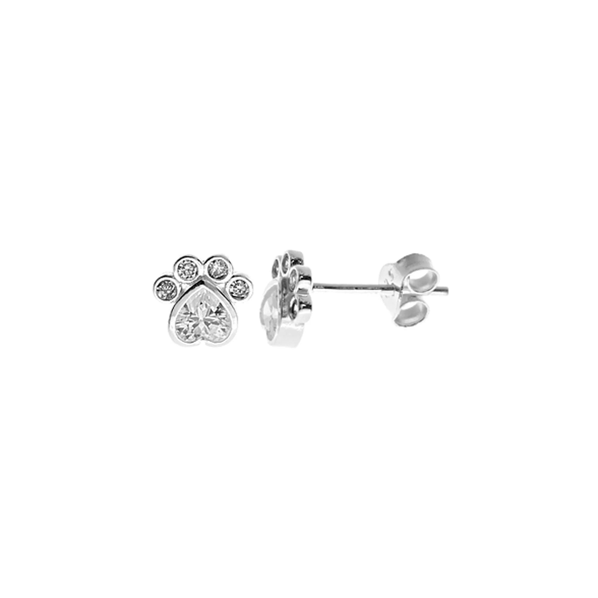 Gorgeous Sapphire Earrings-Sterling Silver Cubic Zirconia Paw Print Stud Earrings