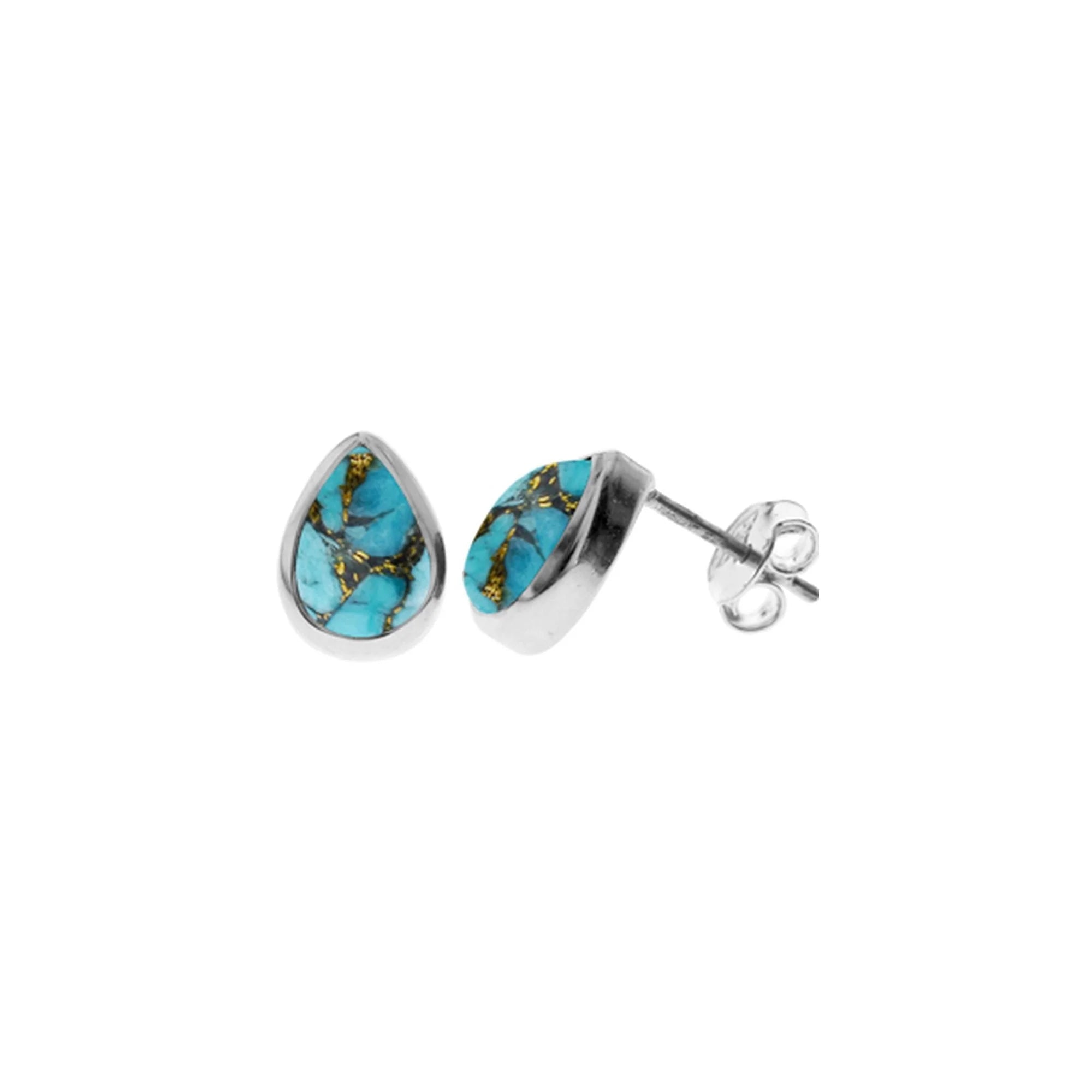 Statement Pendant Earrings-Sterling Silver Blue Mohave Turquoise Stud Earrings