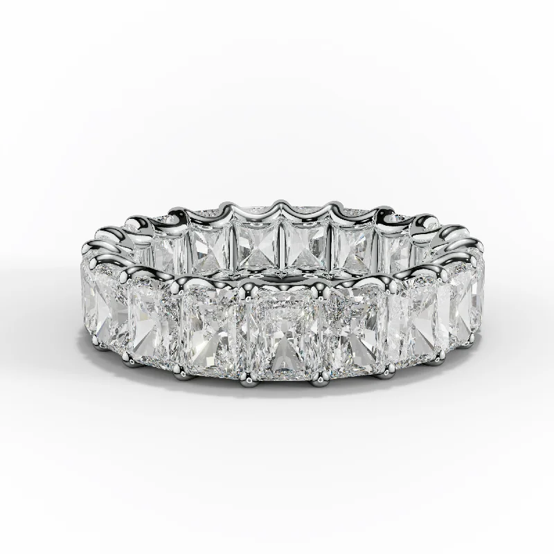 Sterling Silver Ring-7.0 Carat Radiant Cut Diamond Eternity Band Shared Prong