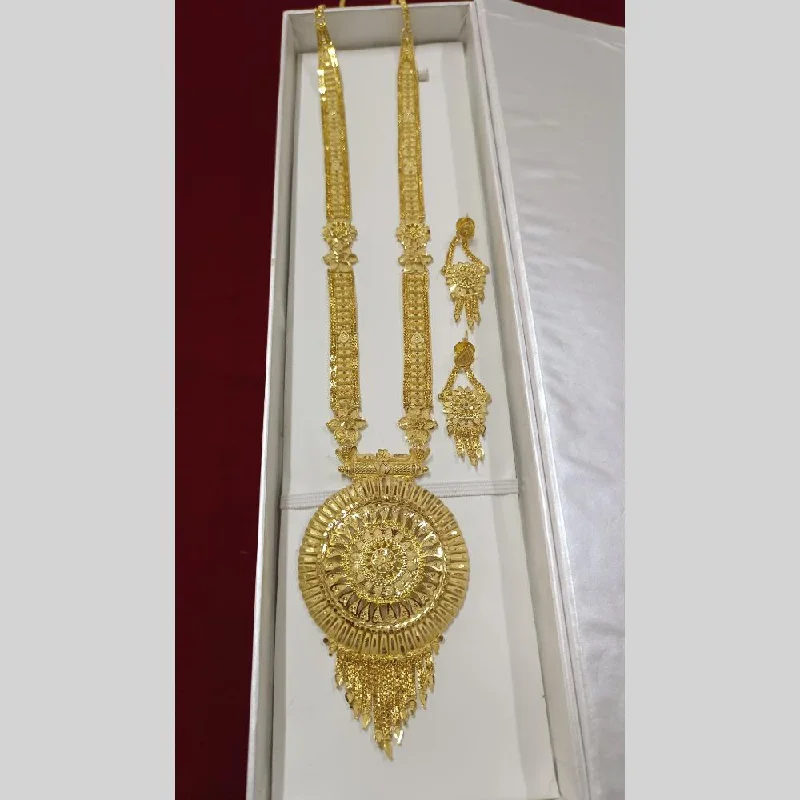 Gold Choker Necklace-Pari Art Jewellery Forming Long Necklace Set