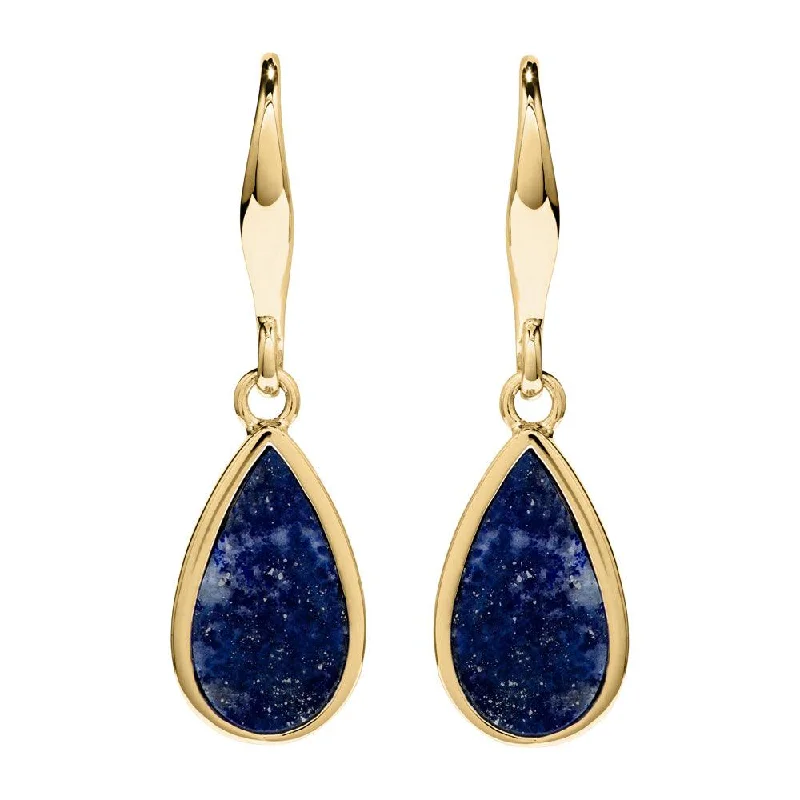 High-End Diamond Earrings-Unique & Co Gold Vermeil Lapis Lazuli Drop Earrings