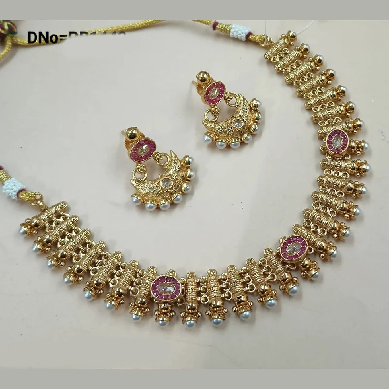 Wedding Bridal Necklace-Padmawati Bangles Gold Plated Crystal Stone And Pearls Necklace Set