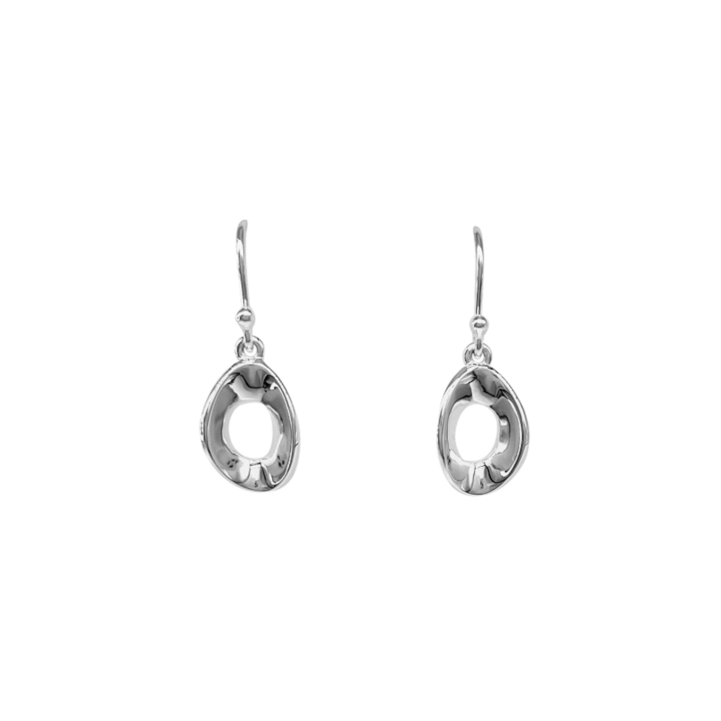 Opal Earrings-Sterling Silver Oval Outline Drop Earrings