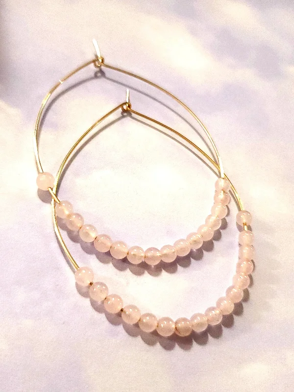 Chic Drop Earrings-Rosa Quartz Hoop Earrings