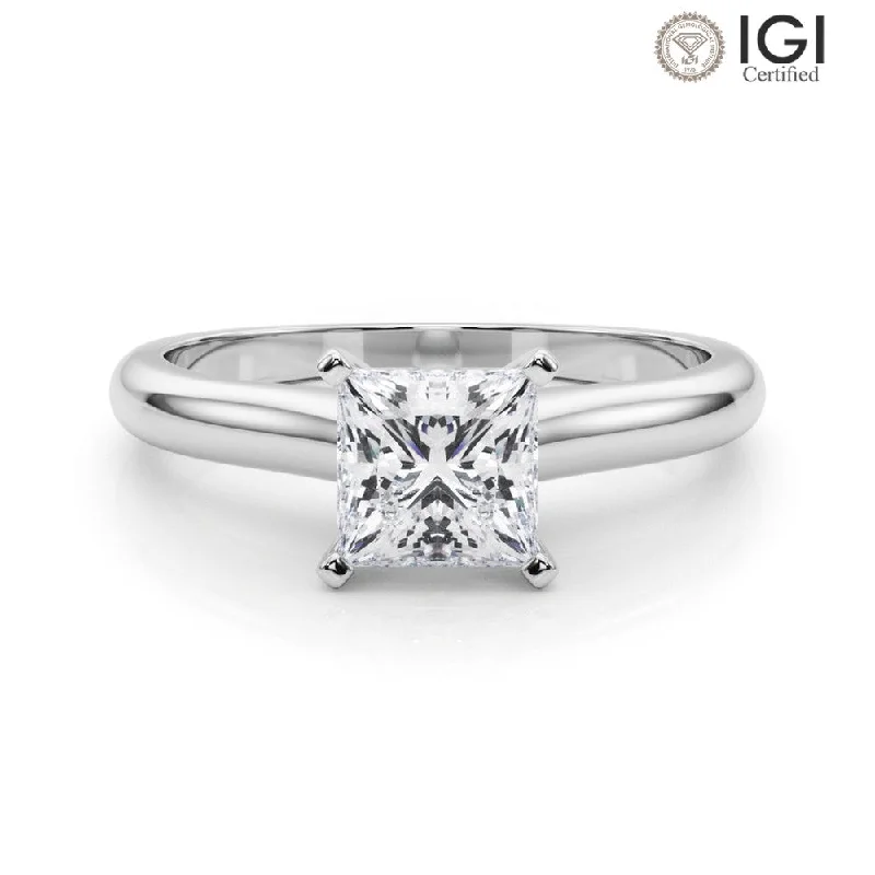 Customizable Name Ring-Isabella Princess Lab Grown Diamond Solitaire Engagement Ring IGI Certified