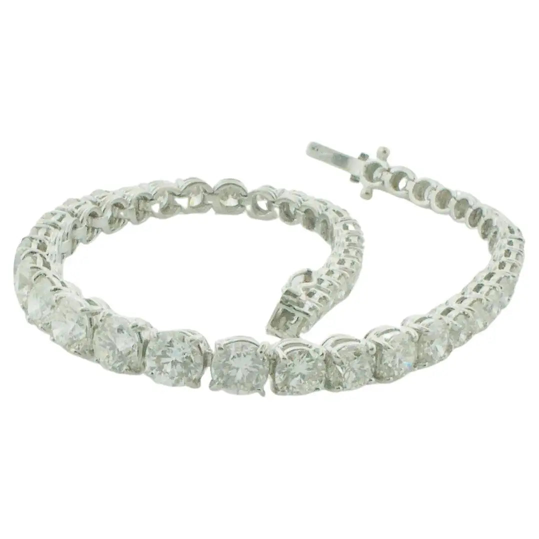 Personalized Nameplate Bracelets-Tapered Diamond Tennis Bracelet in 18k White Gold