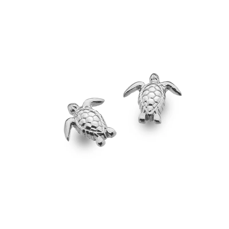 Designer Silver Earrings-Sea Gems Turtle Stud Earrings