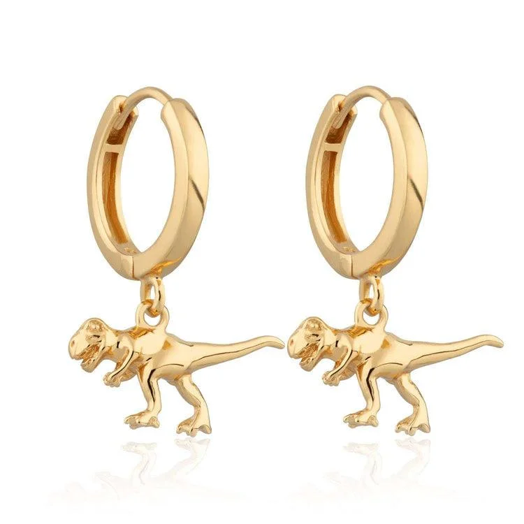 Glamorous Drop Earrings-Scream Pretty 18ct Gold Vermeil Dinosaur Hoop Earrings