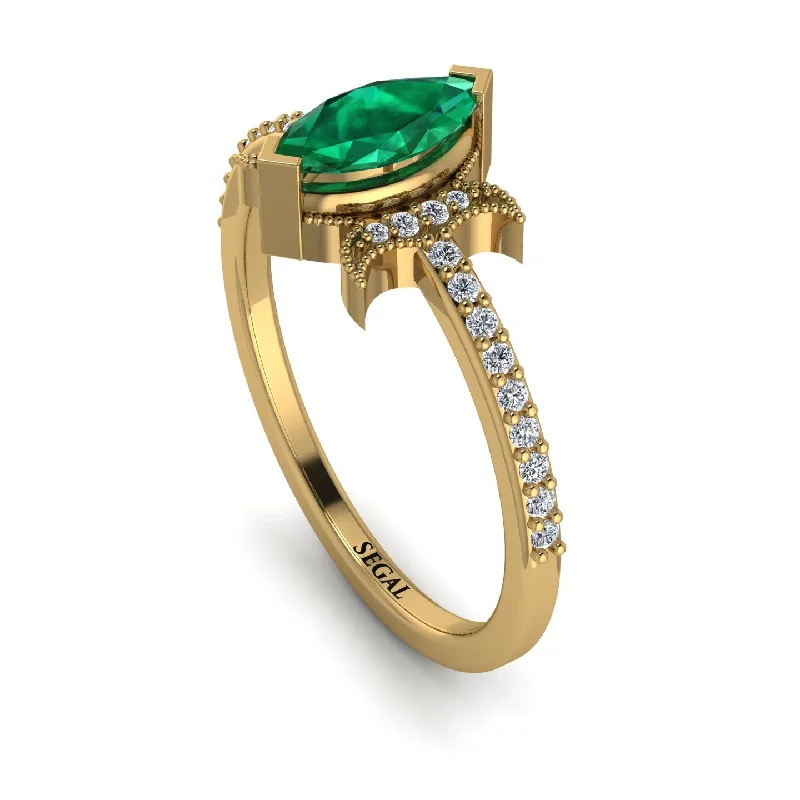 Beautiful Emerald Ring-Marquise Cut Emerald Pave Ring - Kathleen No. 4